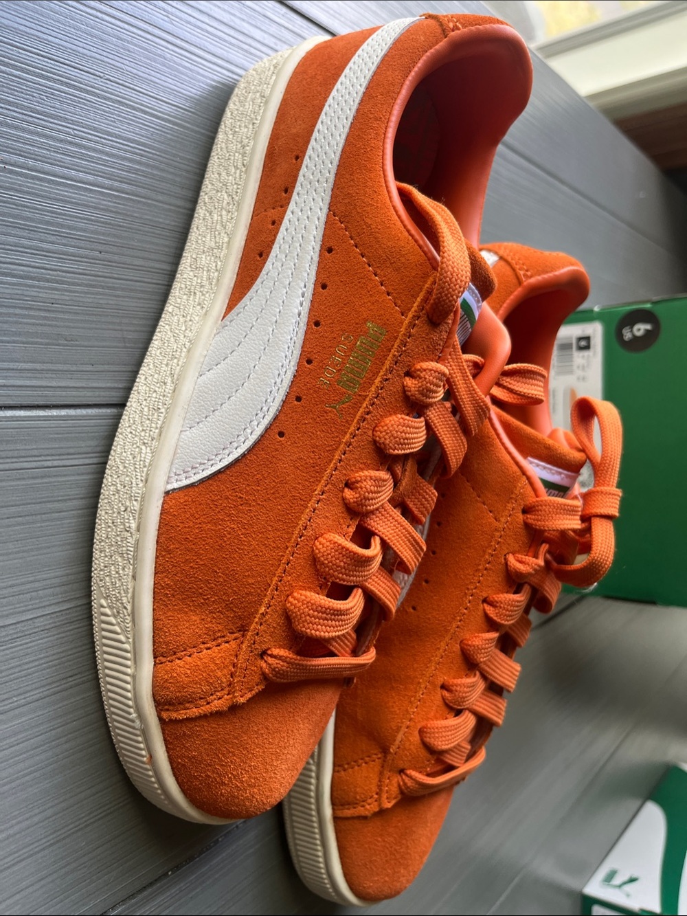 Puma Orange Suede Classic Sneakers with White Formstripe
